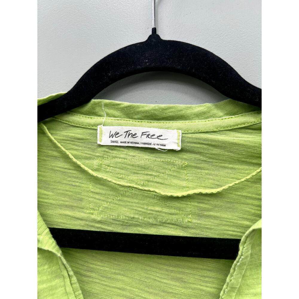 We The Free Lime Green Baby Tee Y2K Boho Fitted Summer Top Small - Picture 4 of 6